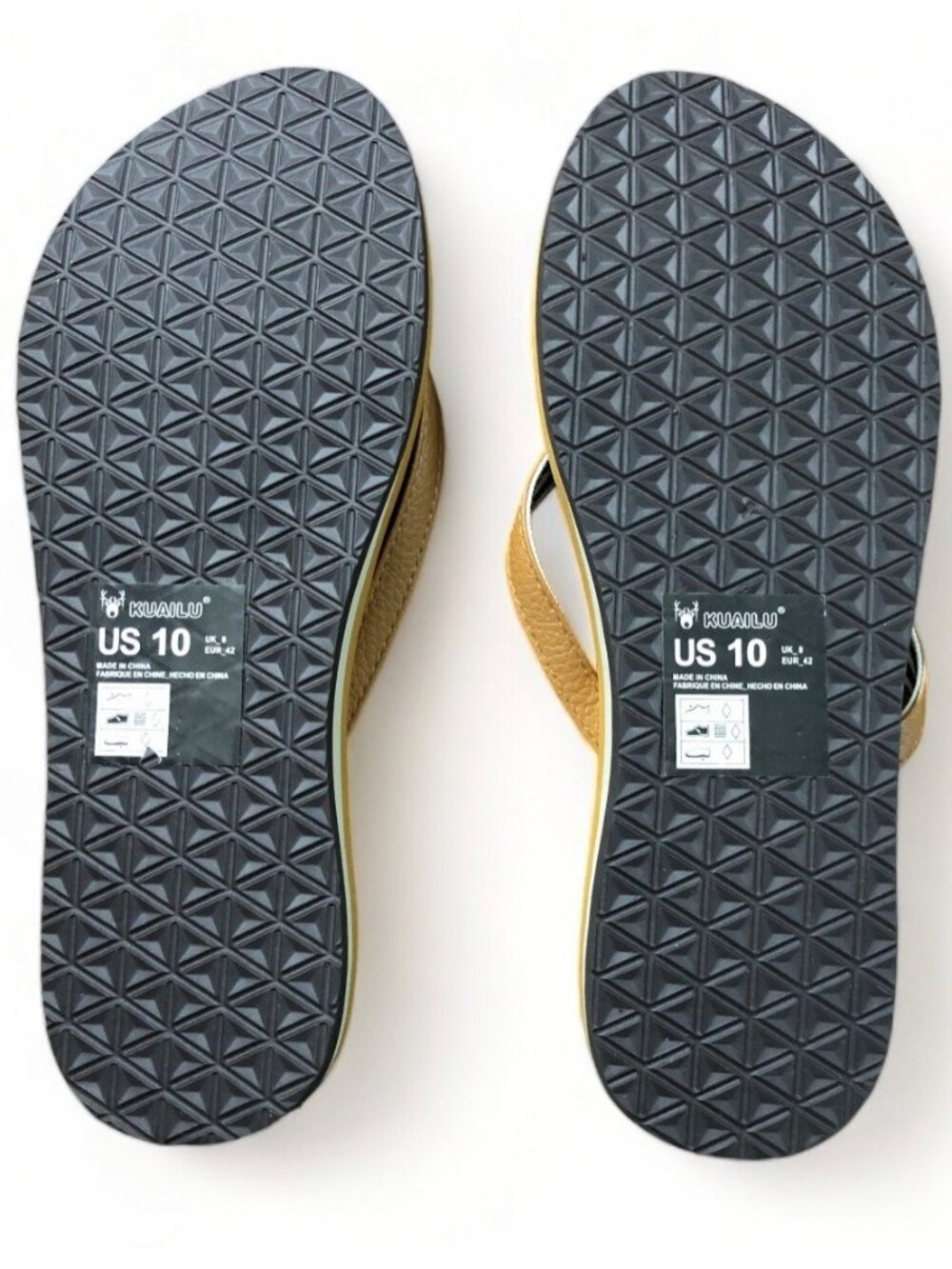 Kuailu Women's Flip Flops Size 10 Comfortable Brown Sandals Durable Stylish, New - Picture 5 of 7